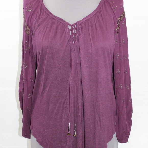 Free People Tops - Free People Boho Tunic Top Dark Purple XS NEW